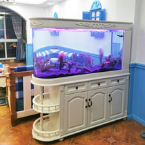 Full solid wood European bullet arowana aquarium screen partition Ecological glass bottom filter living room aquarium Chinese large