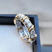 Cross ring Sterling silver S925 diamond-set trendy men and women couple ring Light luxury niche high-end sense exquisite net red ring