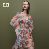 Yizi 2021 new swimsuit blouse female coconut print small V collar design sexy elegant swimsuit