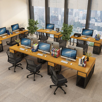 Staff office table and chair combination 4 people 6 people simple modern office furniture staff single solid wood computer desk