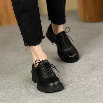 M L Monroe Inn Wind ~ lacing small leather shoes female Lefu shoes with small sub-thick bottom single shoes 5 5cm