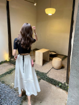 Zhang Astringent gentle wind white hollow three-dimensional crochet lace edge a-line skirt womens medium-long summer thin section