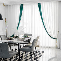 American French modern light luxury curtain gauze curtain light transparent man Beauty Salon bedroom living room balcony dining room yarn