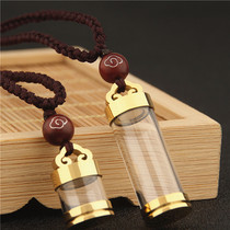 Transparent hollow goku bottle gau pendant pendant waterproof small glass bottle necklace can be opened to hold cinnabar manna pills
