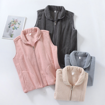 Couples vest jacket womens double-sided velvet sleeveless shoulder thick velvet warm stand neck vest horse clip male coral velvet
