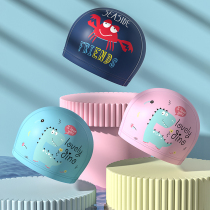 Childrens swimming cap boys and girls waterproof do not take the head professional silicone pu swimming hat cartoon baby swimming cap cute