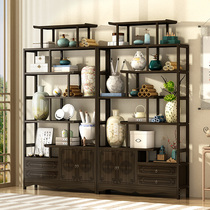 New Chinese style solid wood bogulan tea display cabinet Bogu decoration cabinet tea shelf living room bookshelf