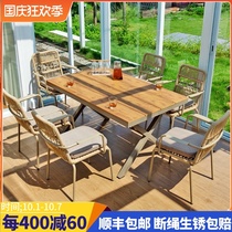 Outdoor plastic wood simple modern leisure table and chair waterproof anti-corrosion Wood outdoor courtyard balcony villa sun room