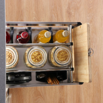 Cabinet drawing basket 304 stainless steel damping drawer type seasoning basket kitchen dishes pulling basket multi-function