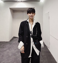 Yang Yifan young handsome single west ruffian handsome small suit casual blazer mens trend Korean loose long-sleeved