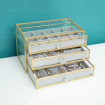 European-style drawer jewelry box multi-layer jewelry box glass earrings earrings ring necklace jewelry storage box dustproof
