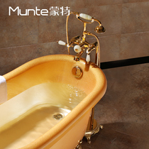 Jade bathtub shower faucet into wall cylinder side floor shower brass titanium golden imperial concubine faucet