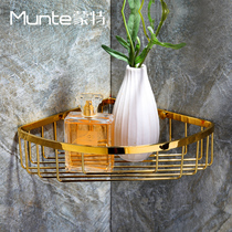 Monte bathroom all copper titanium gold corner rack bathroom hardware pendant triangular single layer shelf