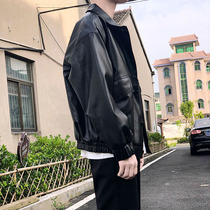 Leather men Spring and Autumn ins tide autumn leather jacket mens clothes retro locomotive jacket 2021 New Ruffian handsome