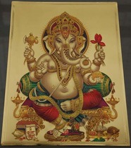 Indian idol image of wealth nose God Ganesh gold foil painting 20 * 30cm