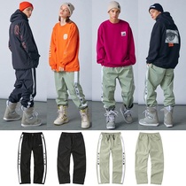 2021HOLIDAY Korean ski pants mens and womens single double board waterproof straight tube loose feet loose leg pants