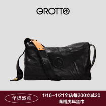 GROTTO Year of the Tiger Limited Blackstone Bag Non-sexist Fold Italian Sheepskin Single Shoulder Crossbody Soft Bag