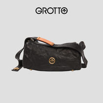 GROTTO sexist black stone bag Italian sheep leather shoulder bag tide cool small shoulder bag