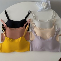 Autumn 2021 new womens bra underwear solid color gathering without steel ring student girls small bra