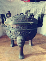 Antique bronze ware spring autumn full of works with black lacquer tiger rust work fine grain clear and swing piece antique ancient play 