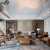 Nordic solid wood sofa Living room Fabric sofa Marble coffee table corner a few combinations of villa model room furniture