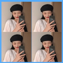 Beret female spring and summer Korean version of Joker thin breathable retro literary painter hat Japanese solid color student octagonal hat