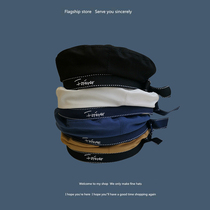  Korean version of retro port style navy hat beret men and women fashion wild Western style painter hat letter embroidery net red wind