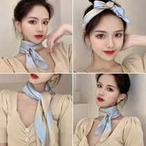 Silk scarf women spring and autumn scarf scarf small square winter matching shirt hair band Joker 2021 new scarf neck protection