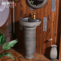 Ceramic column basin courtyard basin integrated balcony floor-standing sink column outdoor washbasin household
