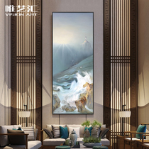 Hand-painted oil painting modern minimalist sofa background wall painting porch decorative painting Vertical mural sea landscape painting
