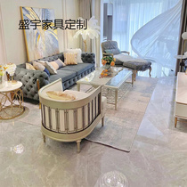 American Light Lavish Cream Wind Cloth Art Pull Buckle Sofa Modern Minima Trio Single Piano Key Living Room Sofa Custom