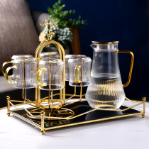 Nordic light luxury water set household glass water cup kettle set living room tea cup creative with tray with cup holder