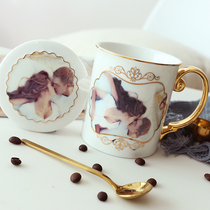 DIY custom photo Cup creative ceramic water Cup couple mug non color Cup with lid spoon birthday gift
