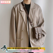 KAFKAsSHOP Brown buckle bag shoulder crossbody male and female neutral Korean Street Photo men personality tide