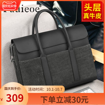 Leather work Hand Bag Mens briefcase mens leather leather crossbody business leisure computer bag large capacity Travel
