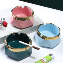 Nordic ins ceramic ashtray Light luxury Golden Creative personality Fashion living room home office trend with cover