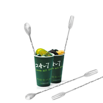 304 stainless steel Long Spoon ice spoon mixing stick cocktail milk tea coffee mixing spoon honey mixing stick