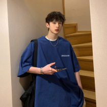 Genderless wearing a T-shirt Male Summer 300g Heavy Tide Sign Pure Cotton Small Neckline High Gram Heavy American 50% Short Sleeves