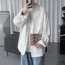 Plain frock long-sleeved shirt Mens autumn tide ins large size loose inch shirt Ruffian handsome Port wind casual shirt jacket
