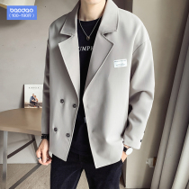 Label suit Mens spring and Autumn slim youth loose ruffian handsome suit new top Korean version of the trend casual jacket