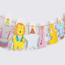 Babys 100th birthday flag hanging Cute animal banner Shopping mall decoration Kindergarten hanging holiday party