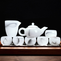 Glass teapot tea set Household light luxury white jade office reception high-end jade porcelain teacup Kung Fu tea gift box