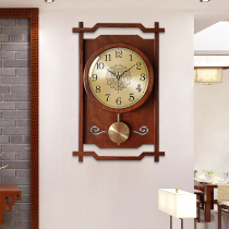 Hanshi new Chinese wall clock watch living room solid wood decorative wall watch household Lisheng silent quartz clock HP61