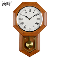 Han time living room old pendulum clock home silent clock Chinese antique quartz clock creative wall clock HP22