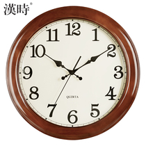 Han time solid wood bell living room mute hanging bell Chinese wind atmospheric clock modern minima household quartz clock HW25