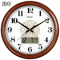 Hanshi wall clock clock living room European perpetual calendar Solid wood creative atmosphere clock Modern household quartz clock HW91