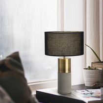 Nordic cement table lamp modern simple bedroom bedside lamp designer study lamp fabric lamp shade decorative lamp