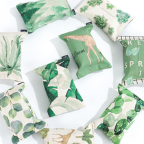 Nordic simple fresh cotton linen tissue box living room tissue set rainforest tissue bag paper box paper bag cloth art