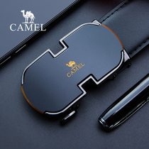 Camel 2022 Spring Summer New Minimalist Automatic Buckle Belt Business Youth Upscale Durable Black Leather Strap Men
