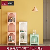 Nordic creative wrought iron floor shelf Room decoration rack bookshelf multi-function flower rack Small coffee table side table